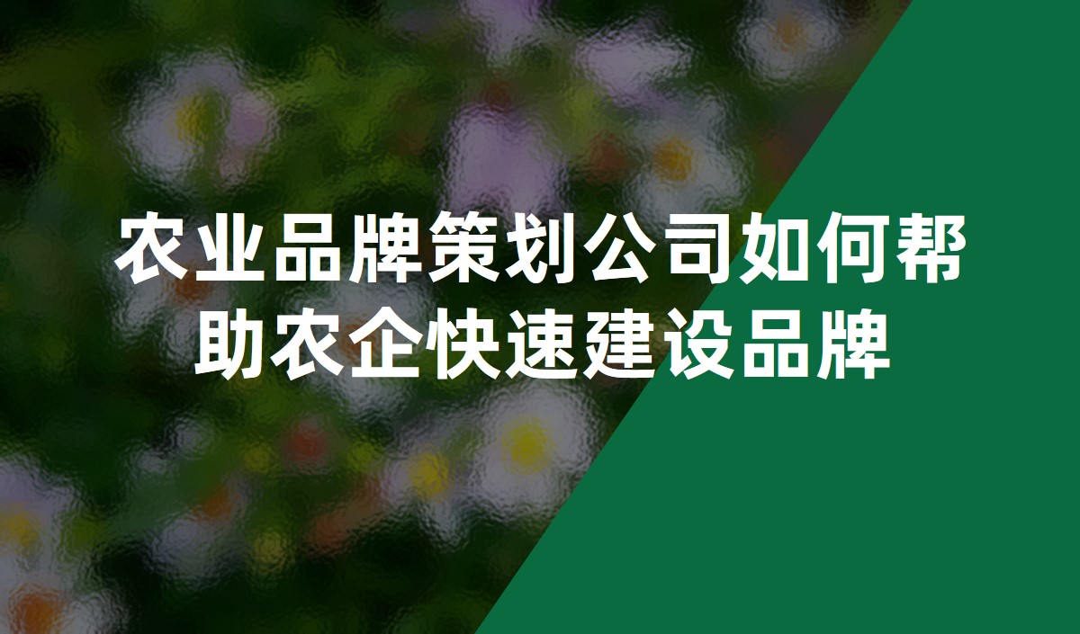 農(nóng)業(yè)品牌策劃公司如何幫助農(nóng)企快速建設品牌